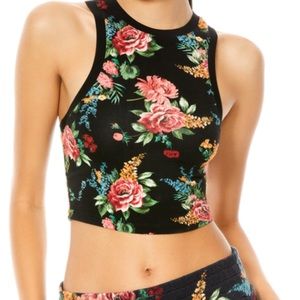 New with tags, Alice + Olivia MELVA FLORAL RACERBACK CROP TOP size Small S